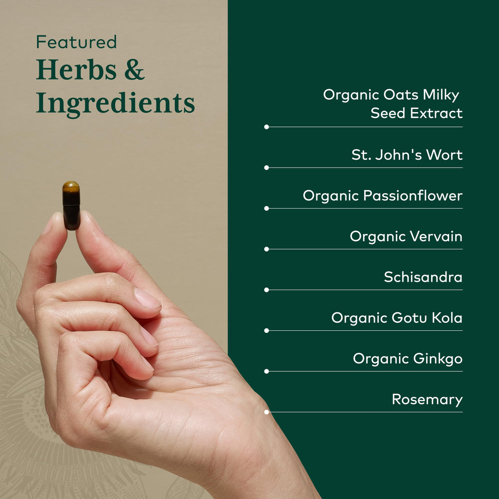 Gaia Herbs PRO Emotional Balance label view emphasizing herbal ingredients and potency.