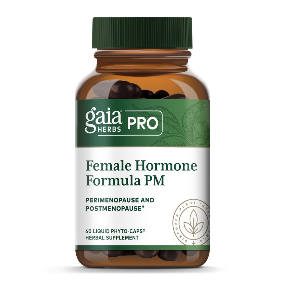 Gaia Herbs PRO PM bottle with capsules for menopause support and sleep