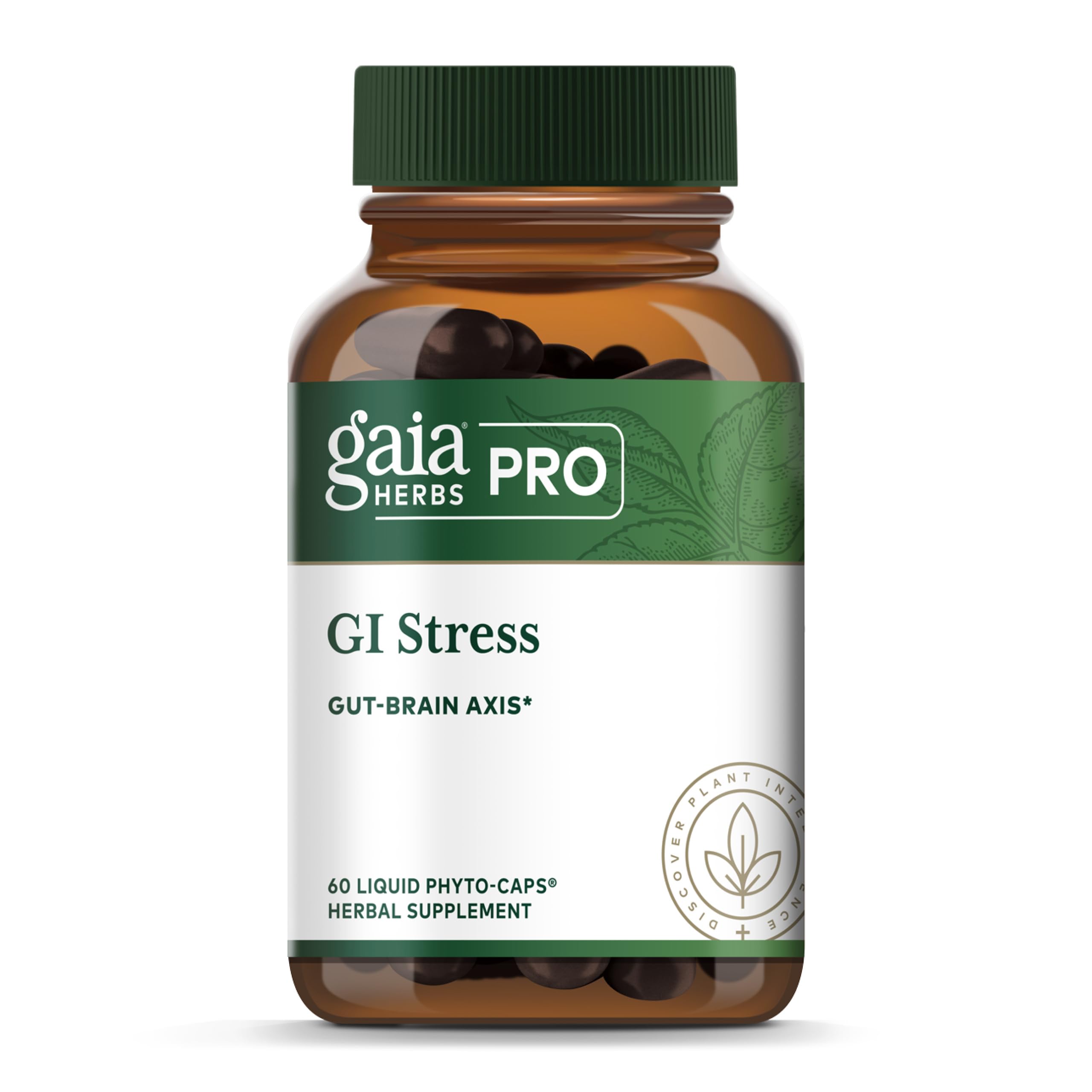 Gaia Herbs PRO GI Stress bottle front view for stress-related digestion support