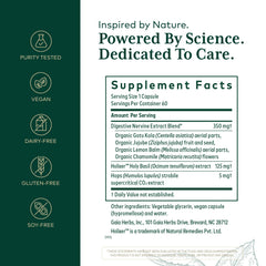 Gaia Herbs PRO GI Stress bottle side view showing label and capsules for daily use