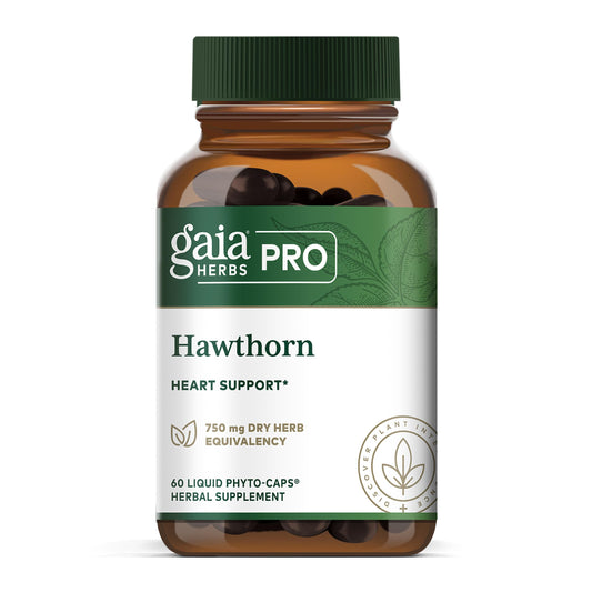 GAIA Herbs Pro Hawthorn bottle front for heart support and daily use