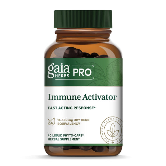 Gaia Herbs PRO Immune Activator bottle with herbal blend for immune support.