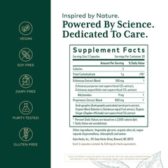 Gaia Herbs PRO Immune Activator label close-up highlighting ingredients for immune wellness.