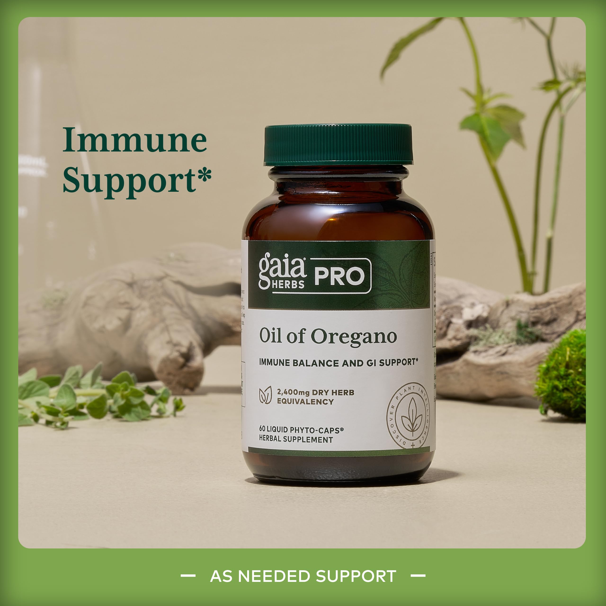 Gaia Herbs PRO Immune support daily use concept and capsules