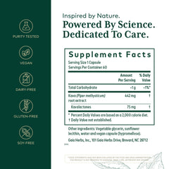 Gaia Herbs PRO Kava 75 capsules closeup highlighting potent herbal extract for balance