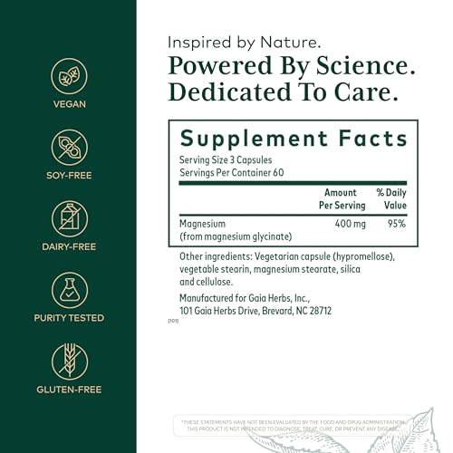 Gaia Herbs PRO Magnesium Glycinate capsules ready for convenient daily use.