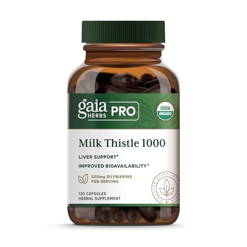 GAIA Herbs PRO Milk Thistle 1000mg bottle front for liver support