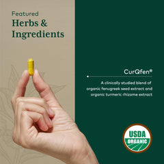 USDA Organic turmeric and fenugreek ingredients on packaging