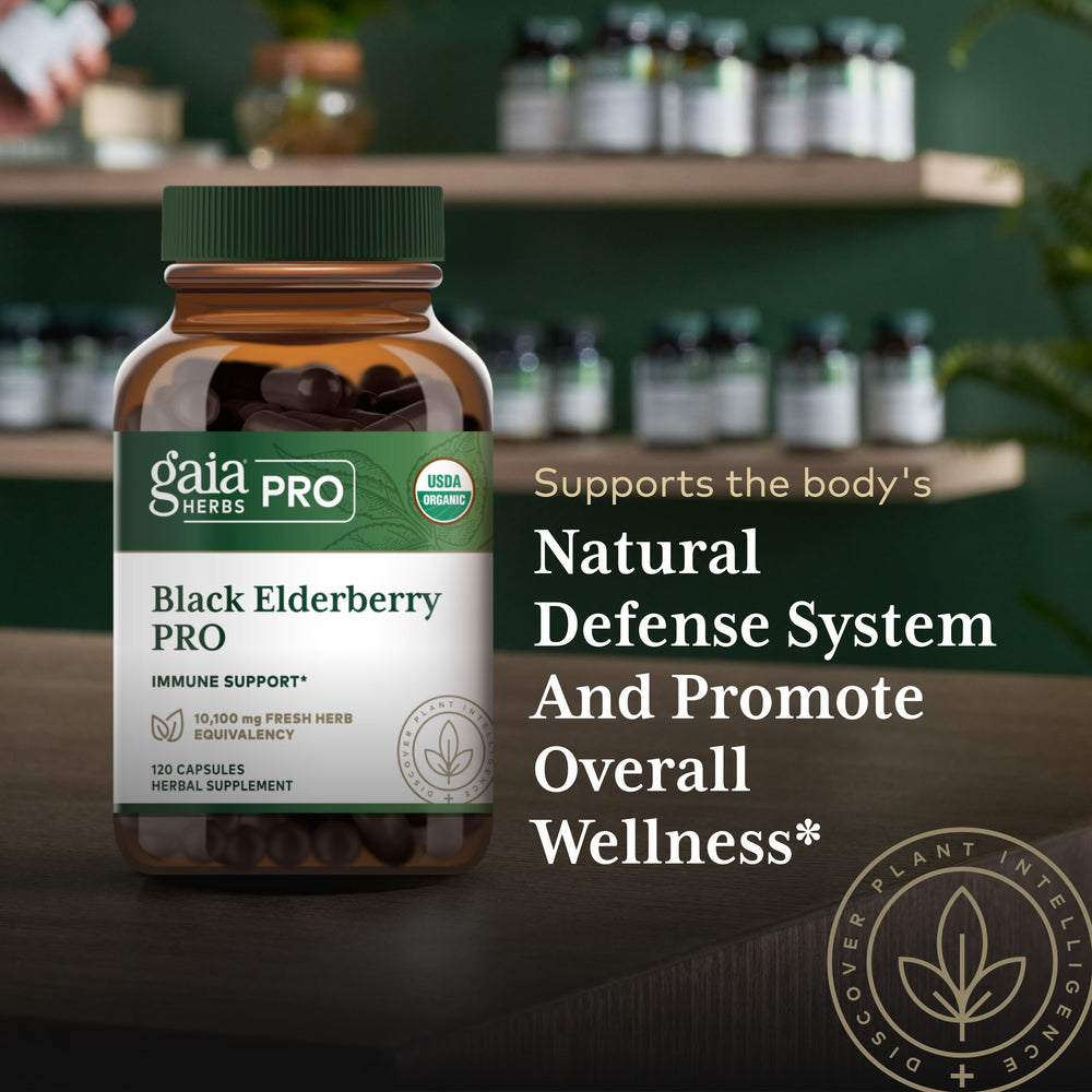 Gaia Herbs PRO product packaging with regenerative organic farming imagery