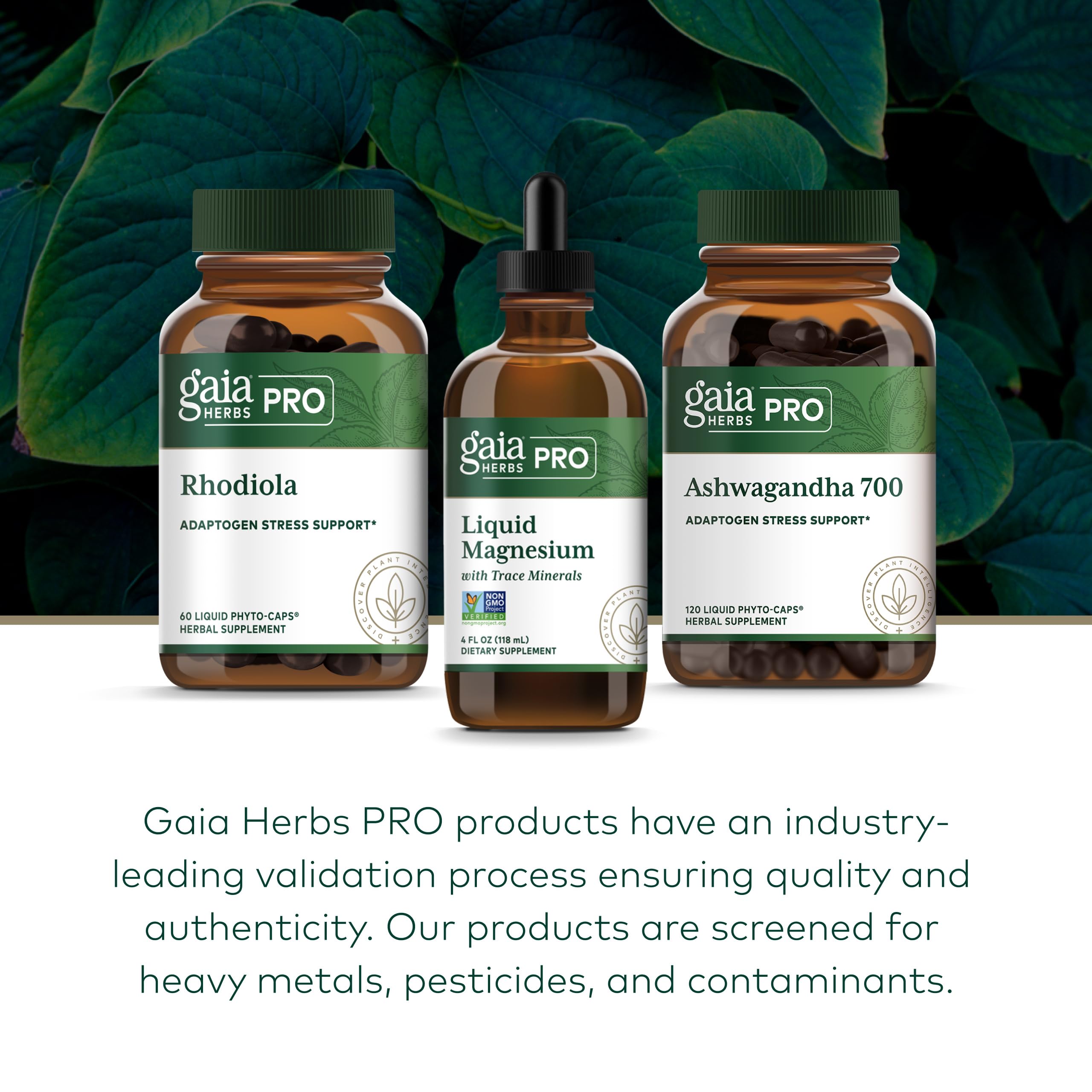 Gaia Herbs PRO quality testing lab image underlines purity and potency controls.