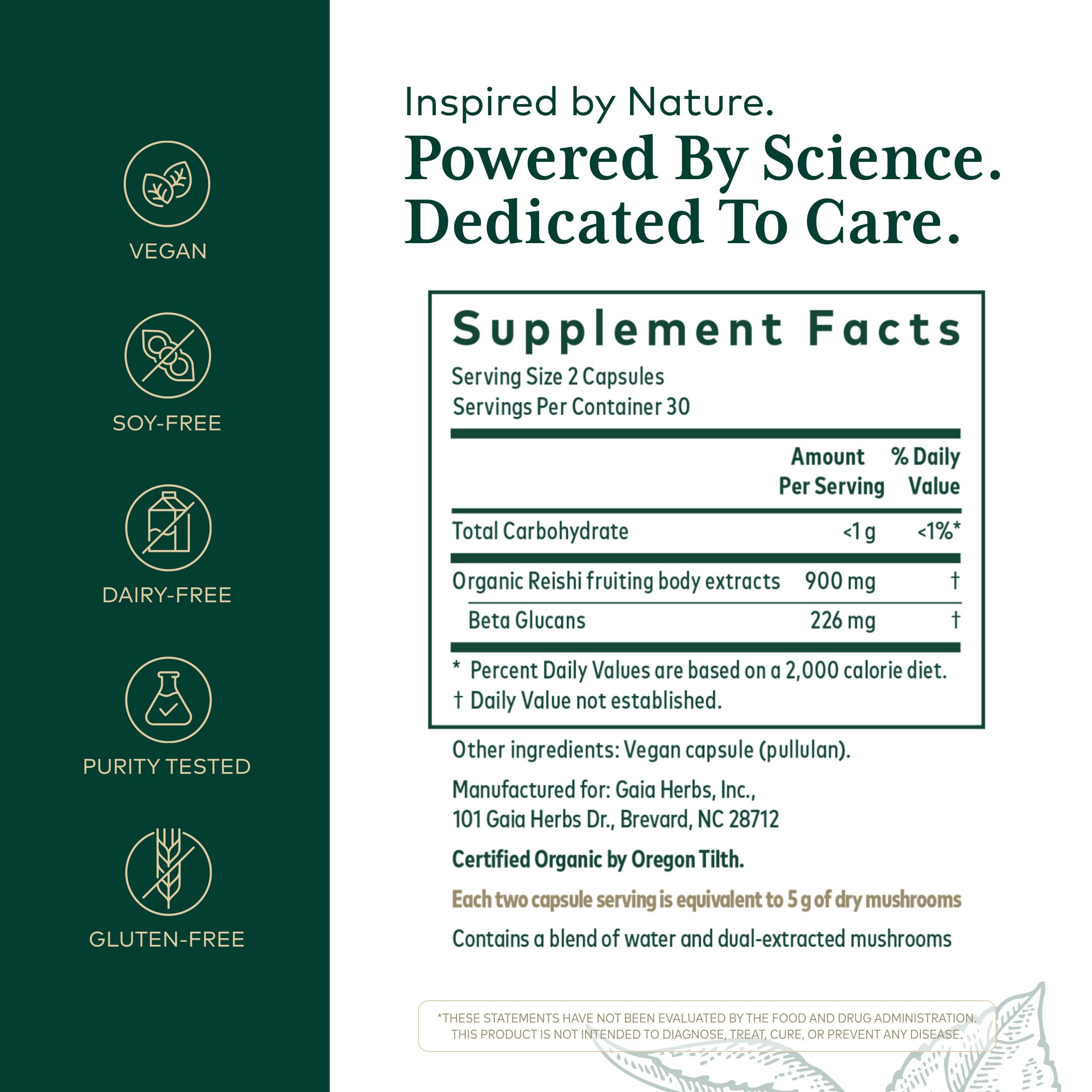 Gaia Herbs PRO Reishi capsules for convenient adaptogenic support