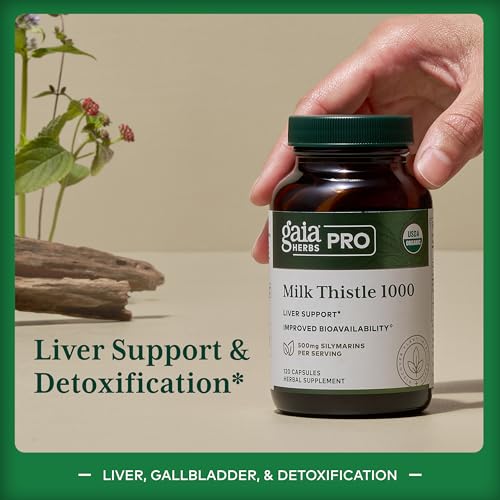 GAIA Herbs PRO Silymarin 500mg per serving label close-up