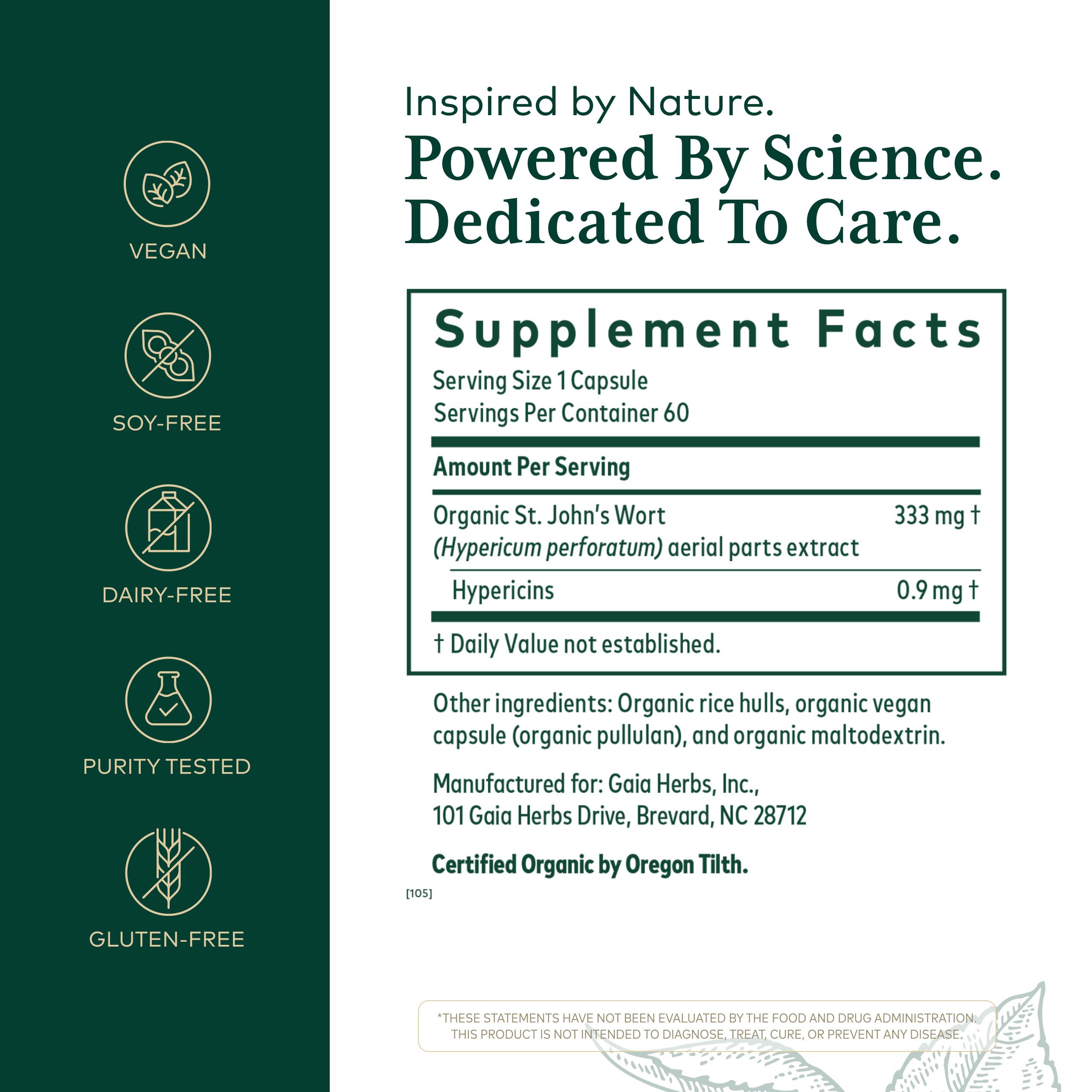 Gaia Herbs PRO St. John's Wort capsules close-up for easy dosing