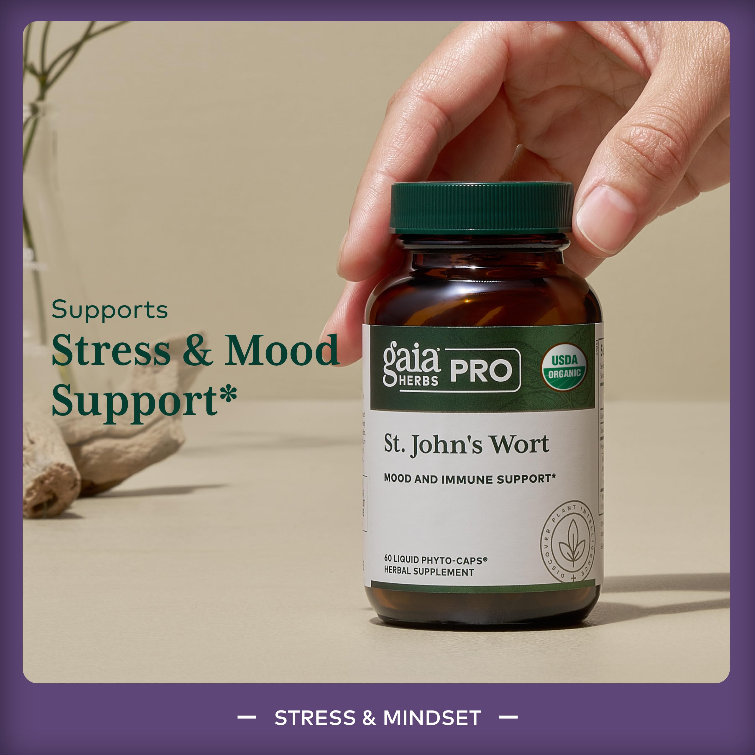 Gaia Herbs PRO label highlighting potency and quality