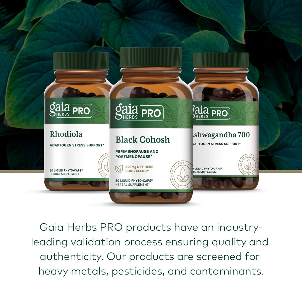 GAIA HERBS PRO vegan ingredients label showcases plant based wellness