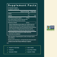 Gaia Herbs Prostate Health capsules close-up, easy-to-swallow vegan form