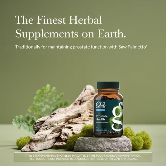 Gaia Herbs Prostate Health capsules ready for daily use promoting urinary comfort