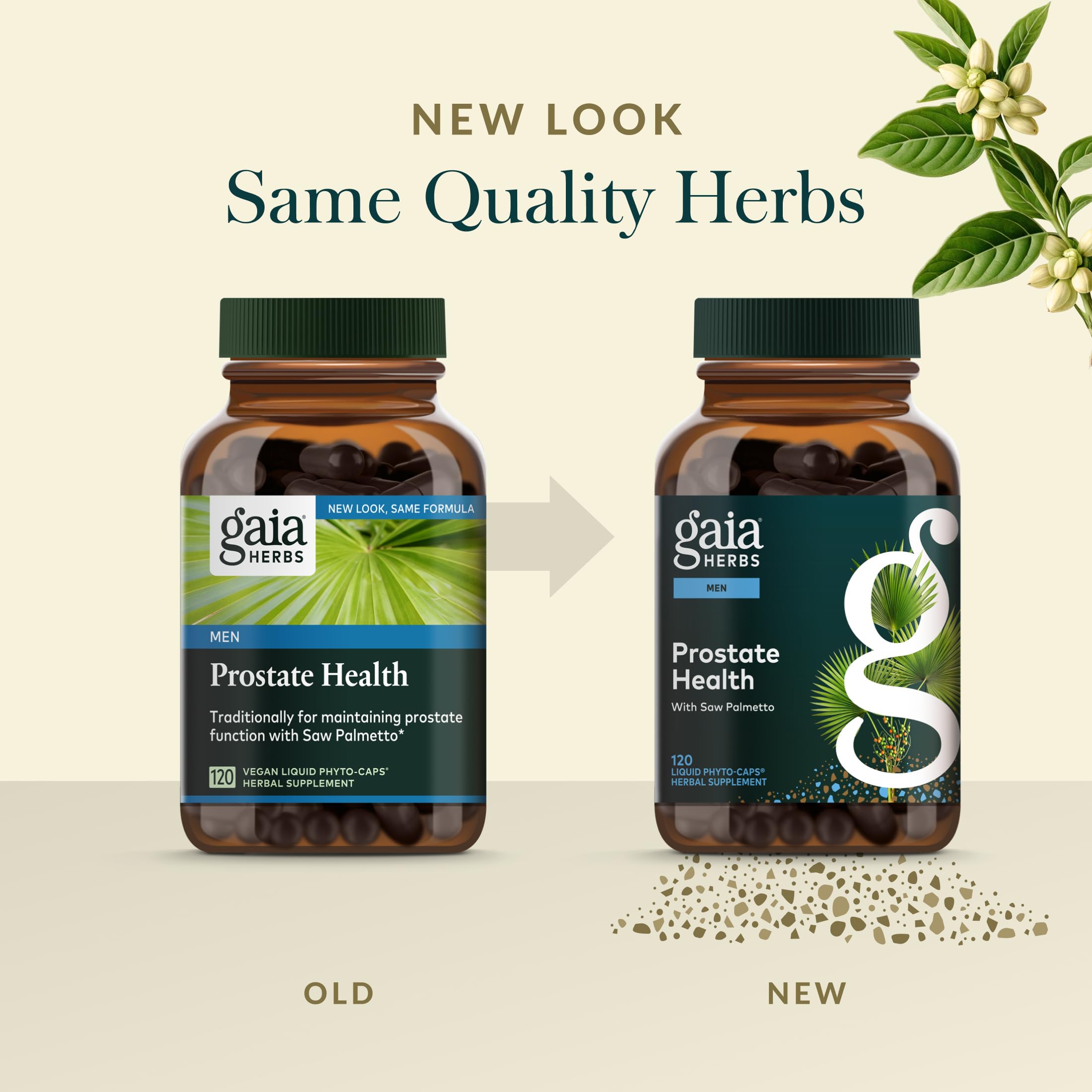 Gaia Herbs Prostate Health nettle root illustration highlighting natural ingredients