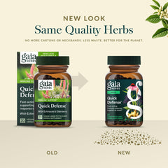 Gaia Herbs Quick Defense andrographis panel emphasizes herbal versatility.