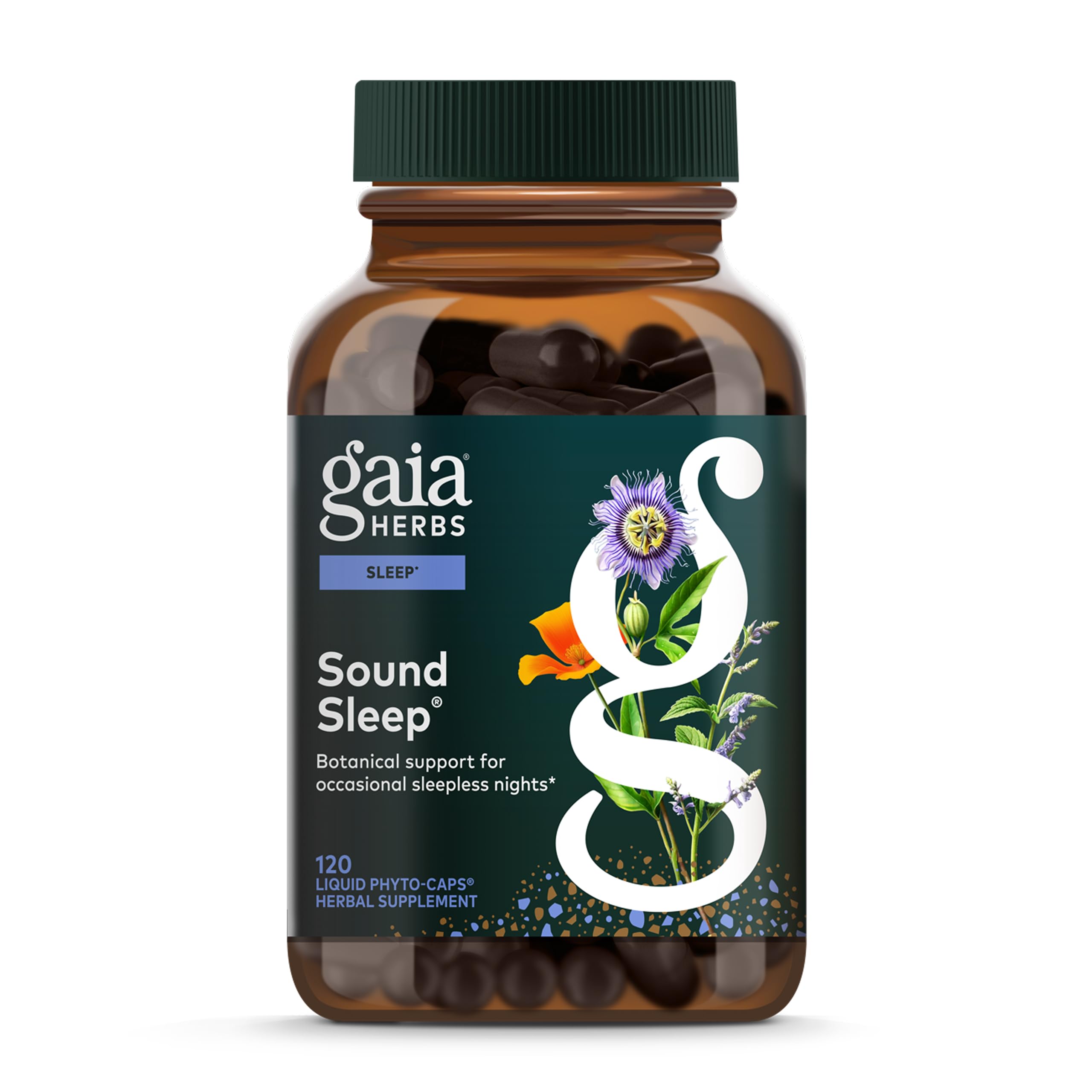 Gaia Herbs Sound Sleep bottle pour for a calming nightly routine before bed