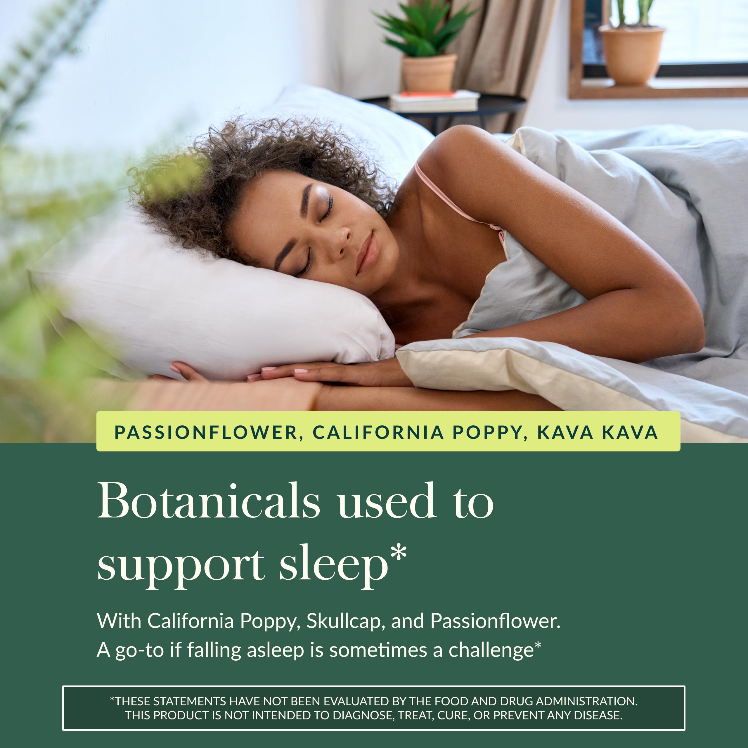 Gaia Herbs Sound Sleep packaging side shows organic valerian and calming botanicals