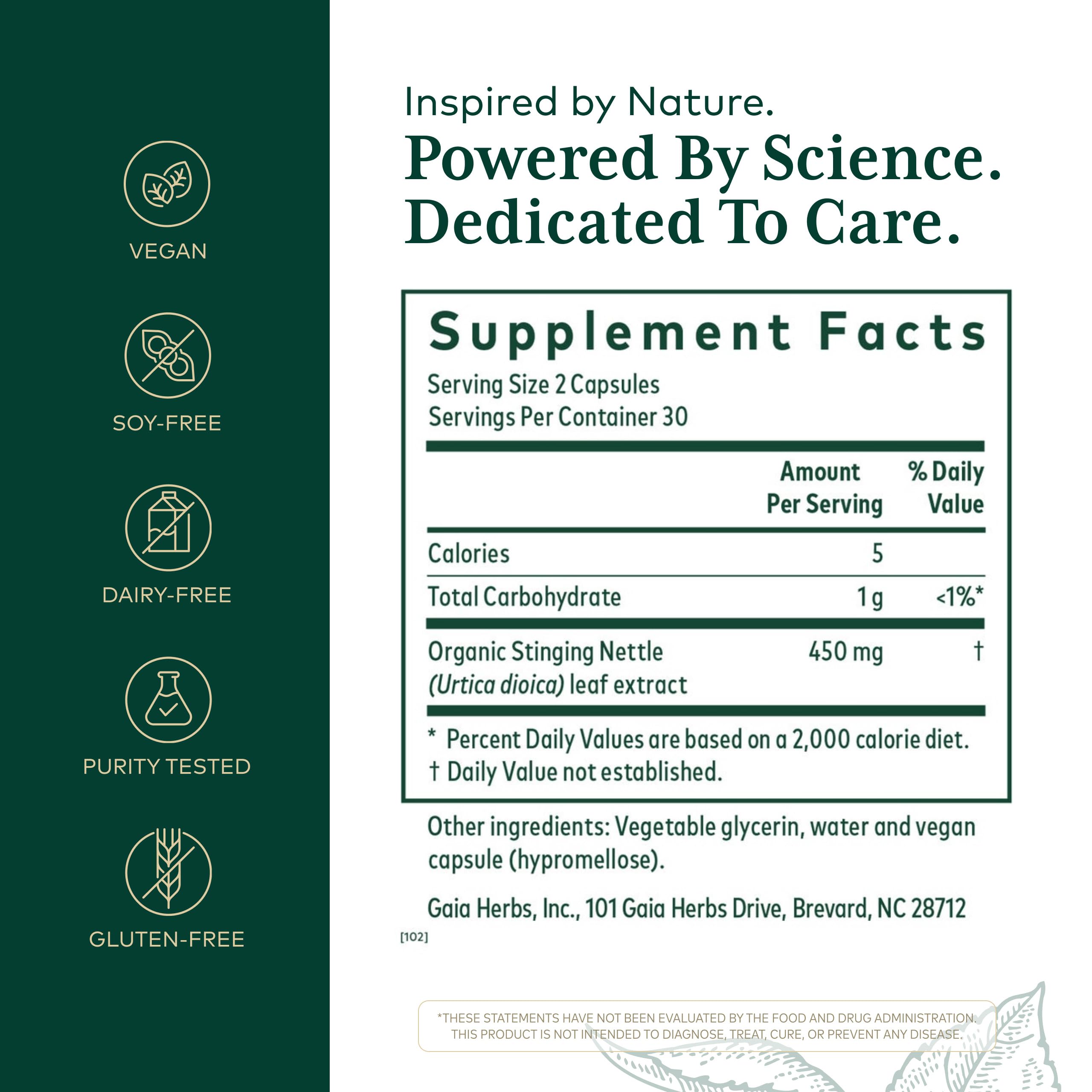 Gaia Herbs Stinging Nettle Leaf pour demonstrates easy daily immune-friendly use