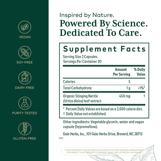 Gaia Herbs Stinging Nettle Leaf pour demonstrates easy daily immune-friendly use