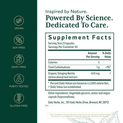 Gaia Herbs Stinging Nettle Leaf pour demonstrates easy daily immune-friendly use