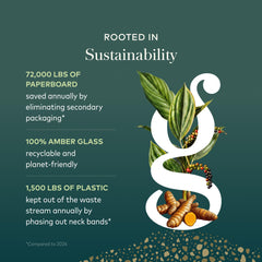 Gaia Herbs sustainable packaging and certification tags, showing ethical sourcing benefit