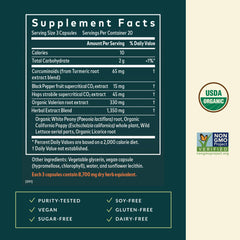 Gaia Herbs Turmeric Supreme Ache P.M. capsules ready for evening use and gentle comfort.