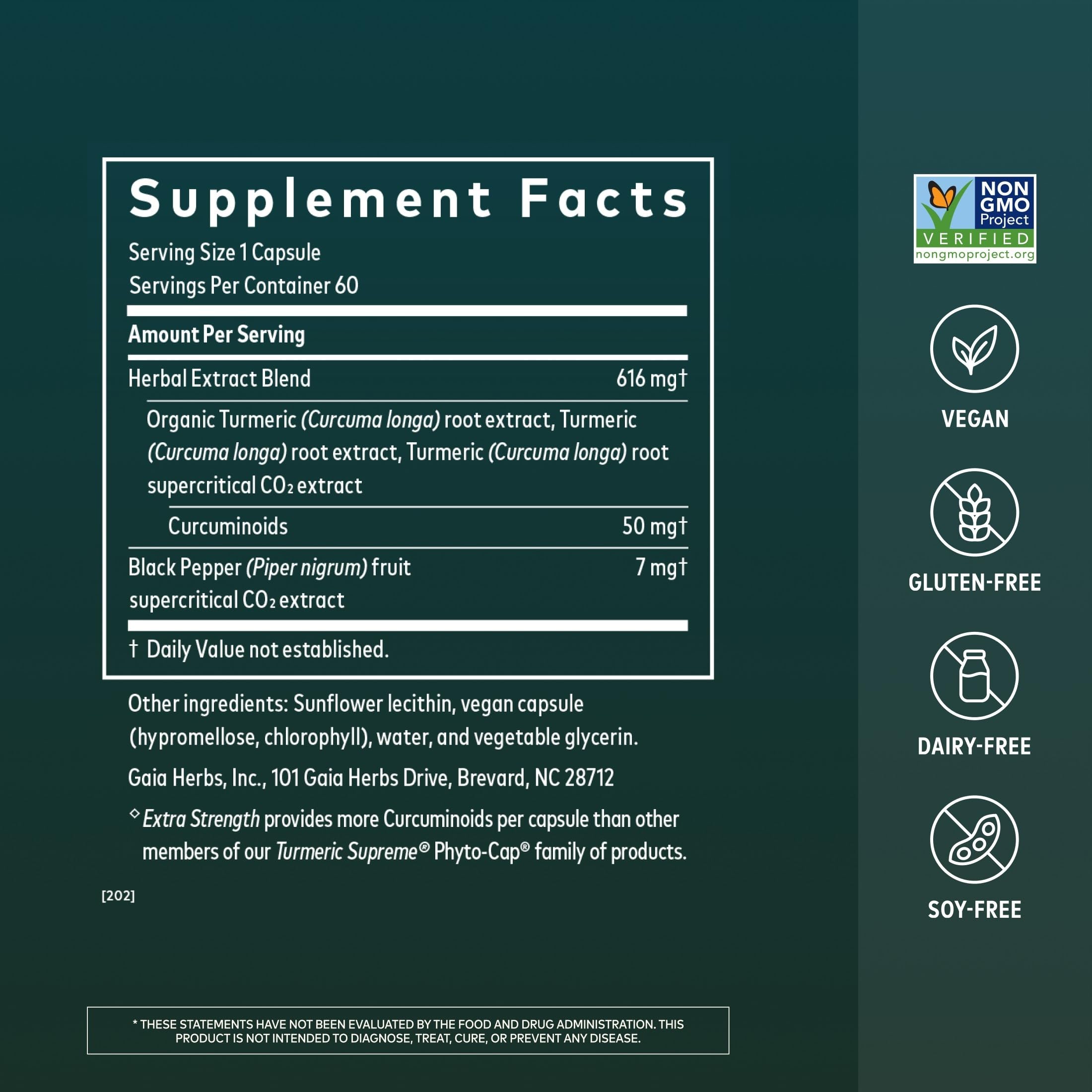 Gaia Herbs Turmeric Supreme bottle cap for easy daily dosing
