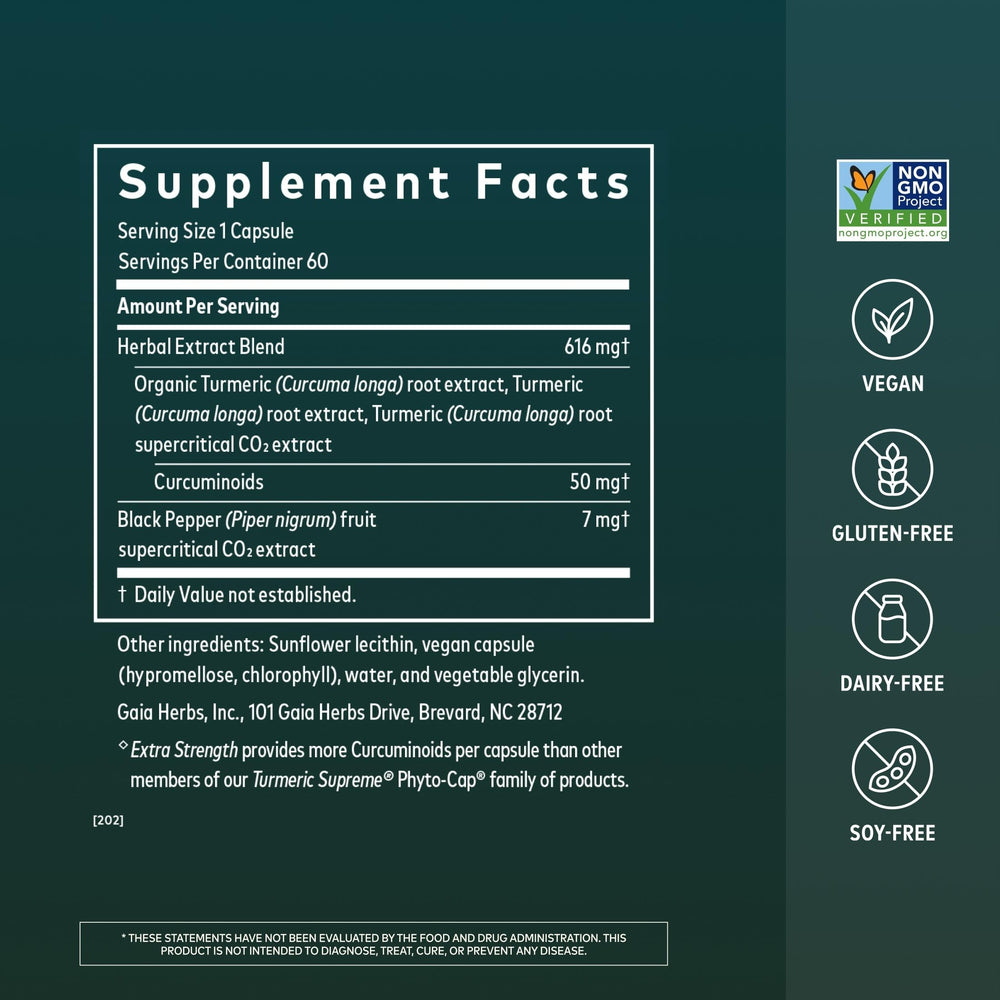 Gaia Herbs Turmeric Supreme bottle cap for easy daily dosing