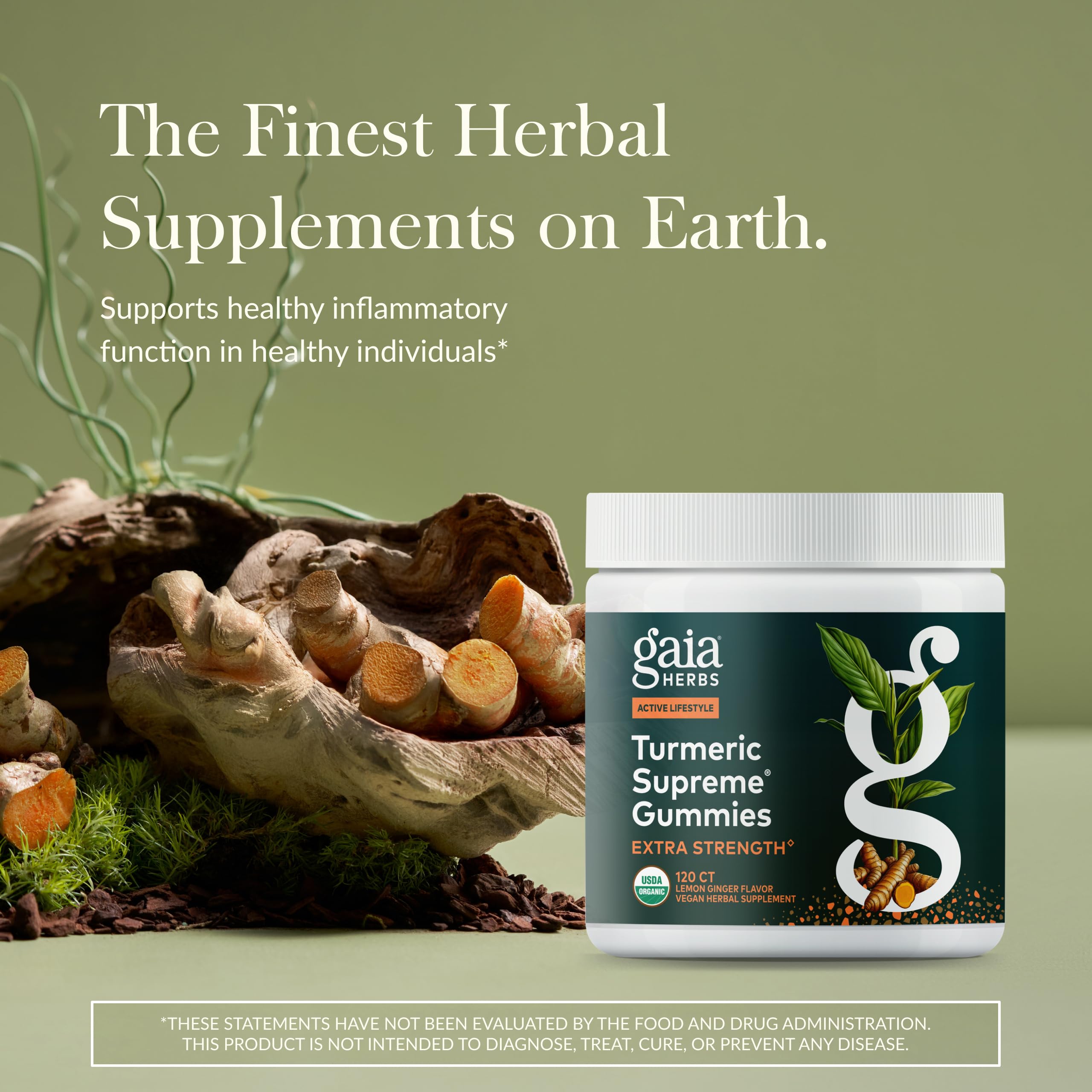 Gaia Herbs Turmeric Supreme gummies close up showing chewy texture