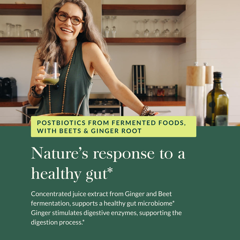 Gaia Herbs vegan liquid capsules arranged for daily digestive support.