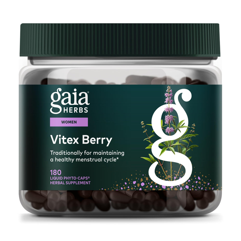 Gaia Herbs Vitex Berry bottle for everyday hormonal balance support.