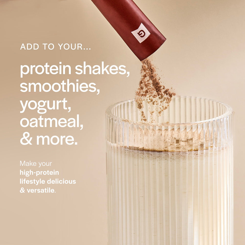 Gainful Everyday Whey Sea Salt Caramel stick close-up emphasizes indulgent flavor with no added sugar.