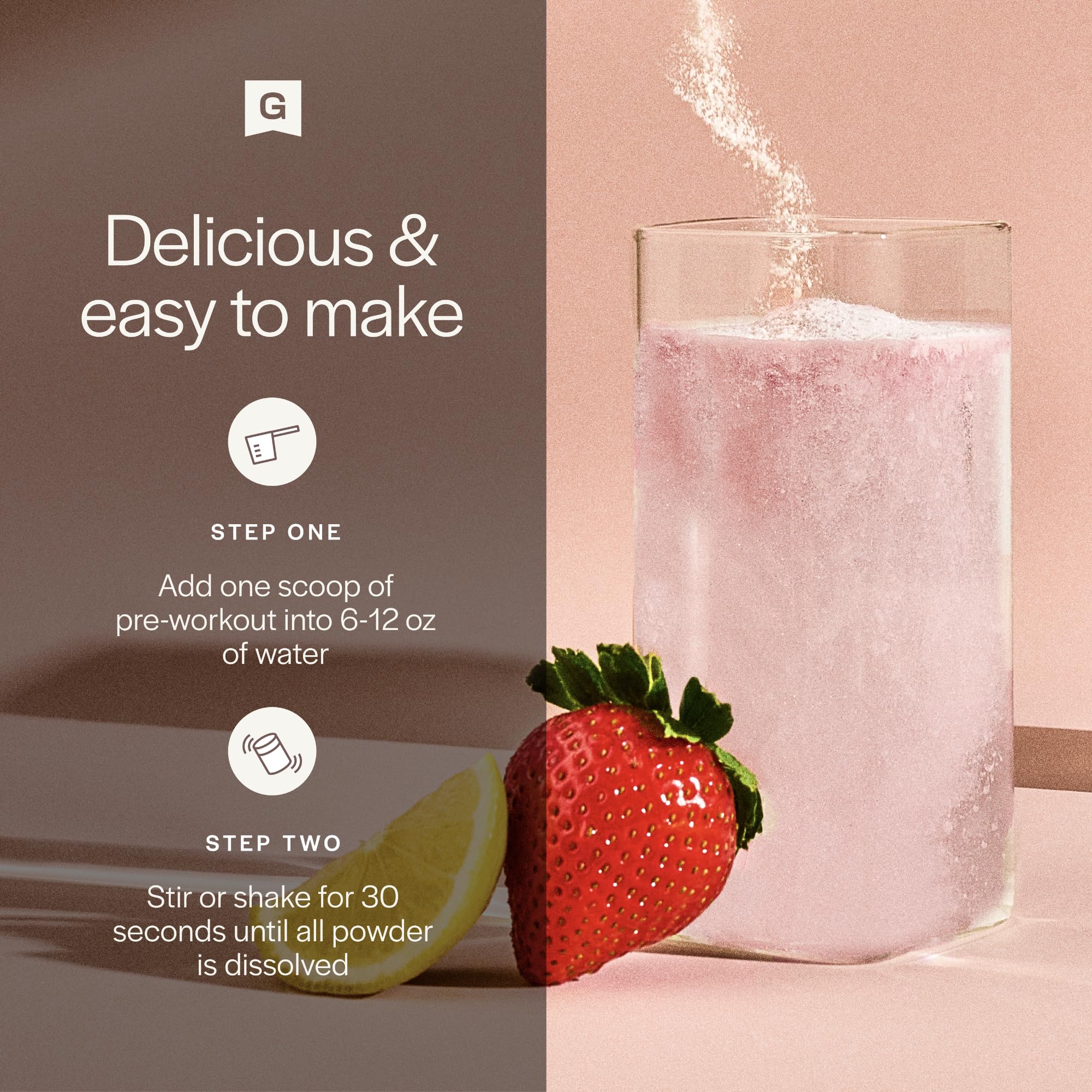 Gainful canister flavor imagery with strawberries and lemon for taste satisfaction.
