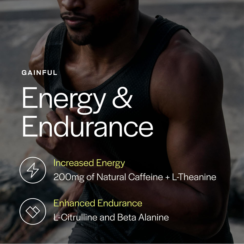 Gainful ingredients label closeup emphasizes caffeine and creatine transparency