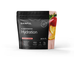 Gainful Hydration + Caffeine packet pour for quick on-the-go hydration.
