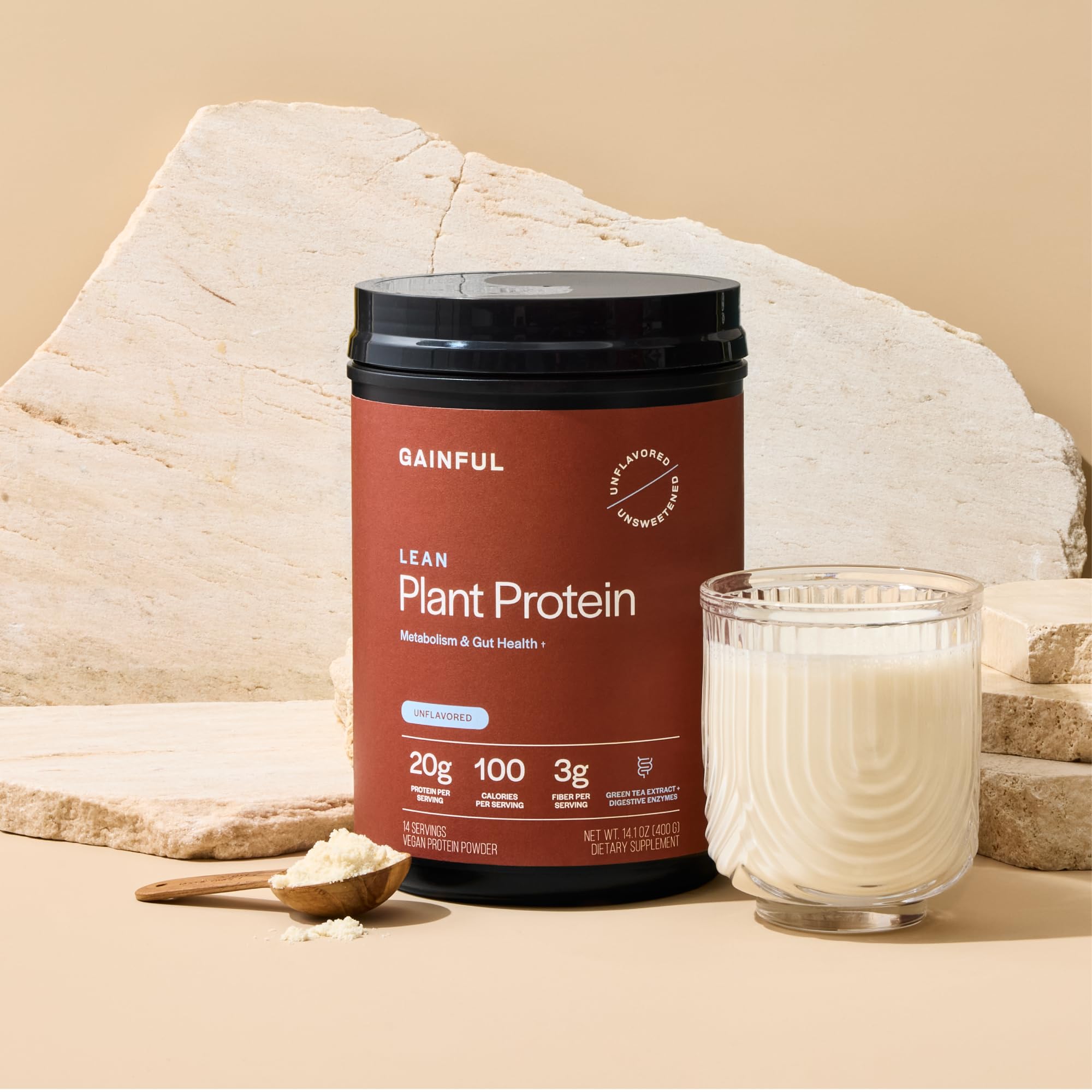 Gainful Lean Plant Protein with green tea extract for metabolism-friendly blends