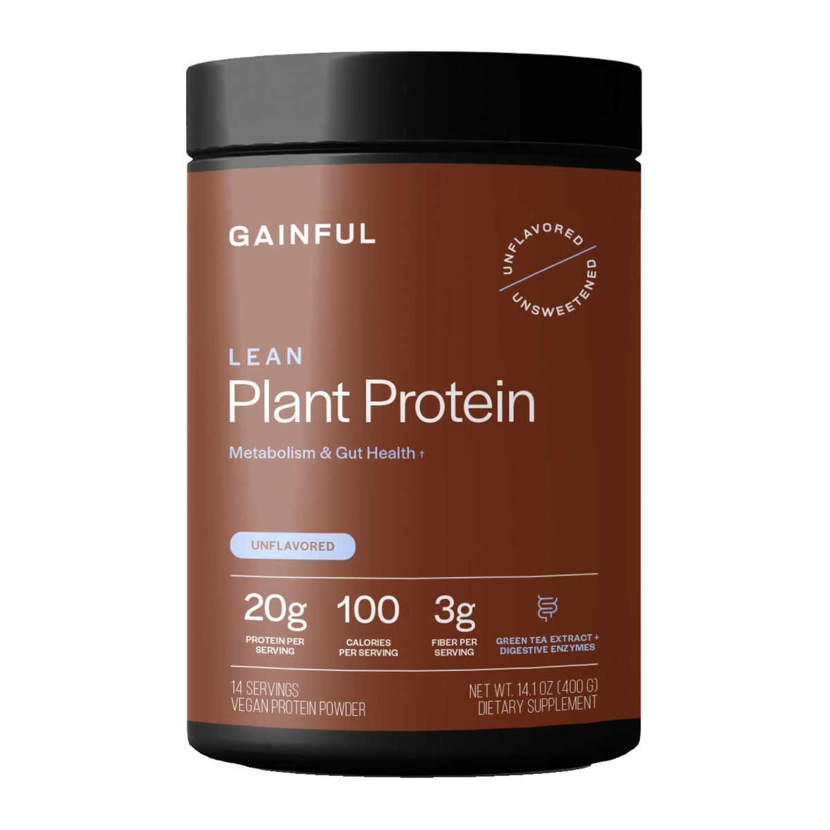 Gainful Lean Plant Protein bottle with unflavored formula for versatile mixing