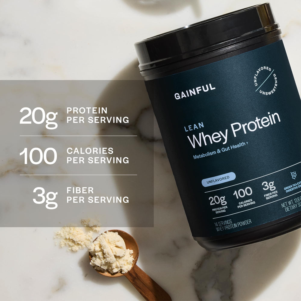 Gainful Lean Whey flavor packets illustrate customizable taste options.