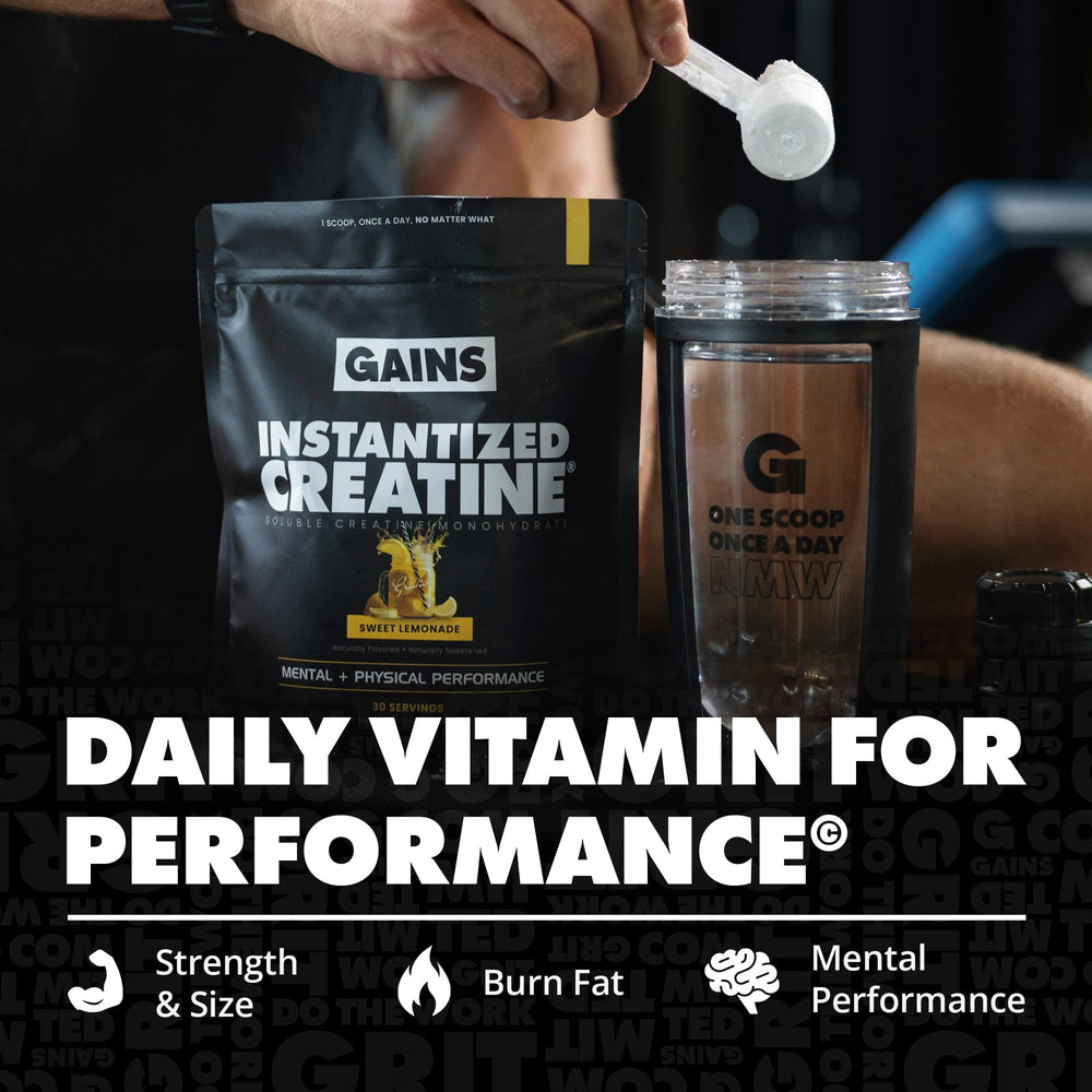GAINS IN BULK No-bloat formula supports a lean, energized training session