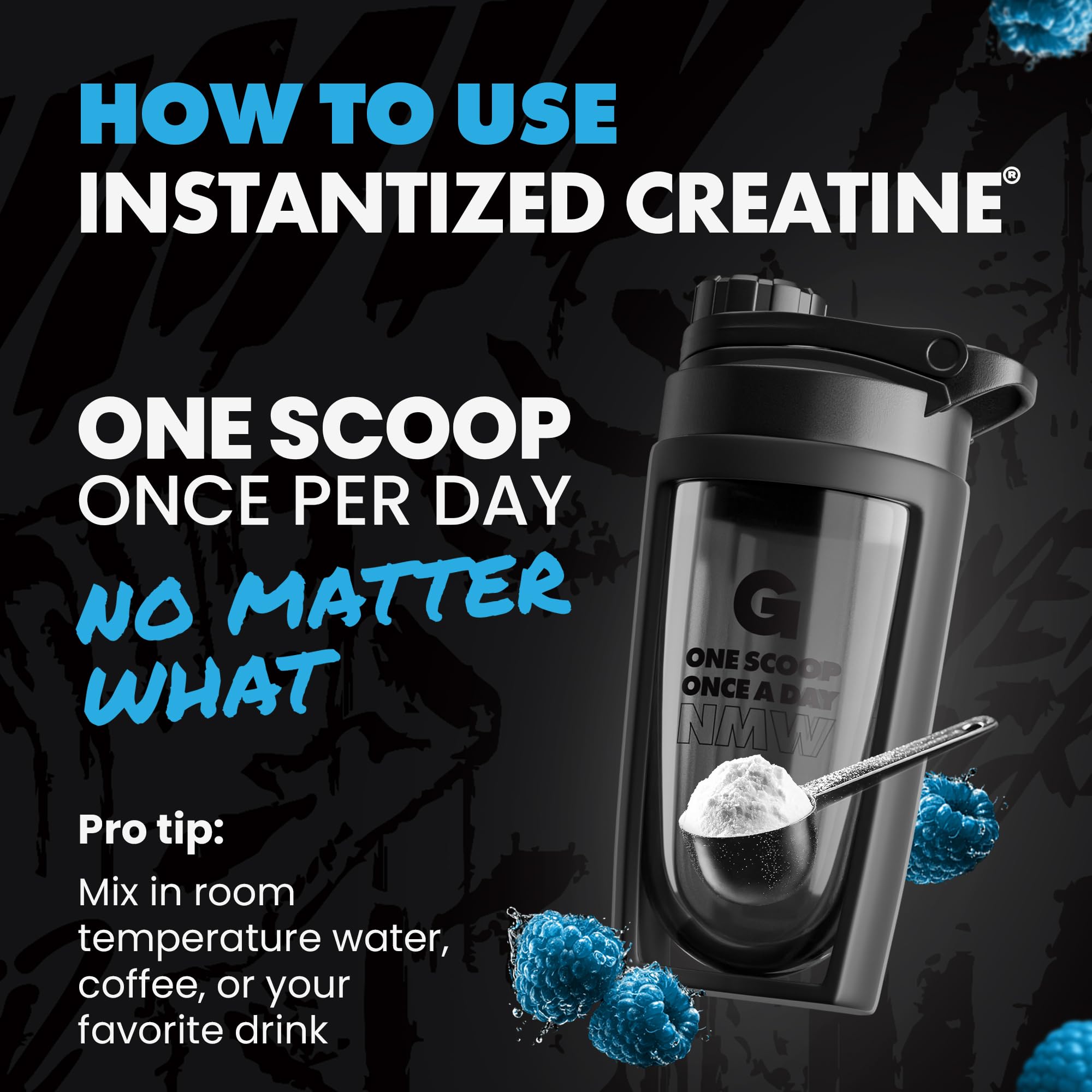 GAINS IN BULK Instantized Creatine dissolves without gritty texture in shakes.