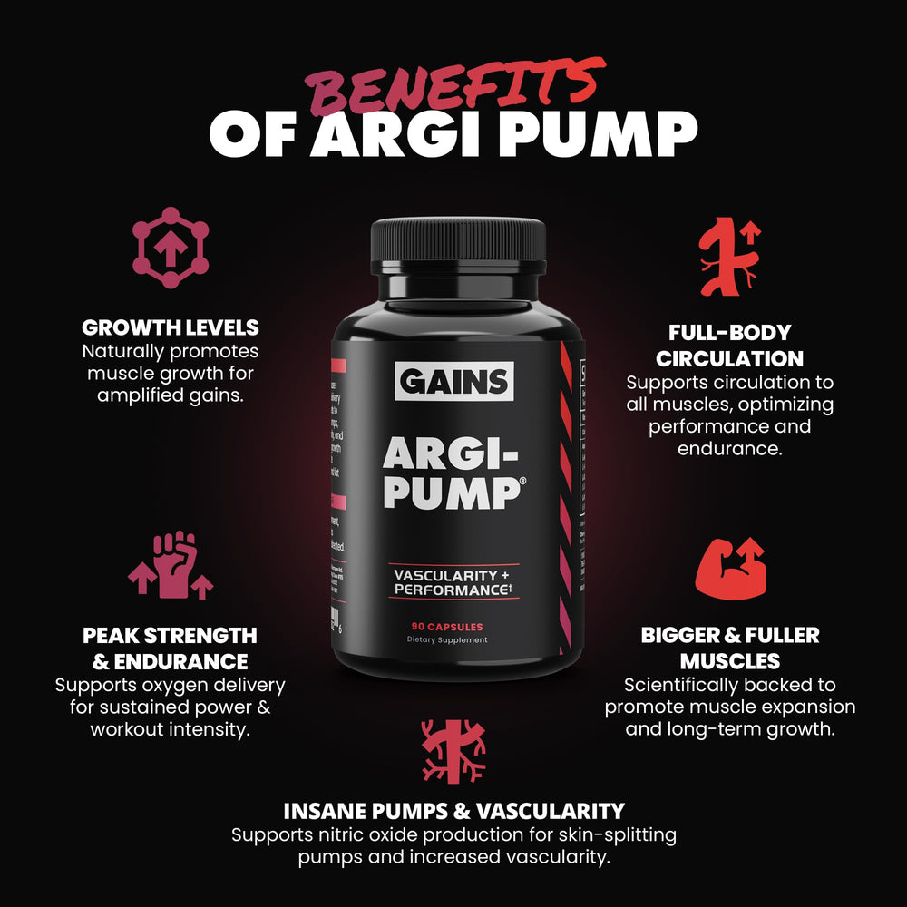 Gains in Bulk L-arginine bottle label emphasizes purity and third‑party testing