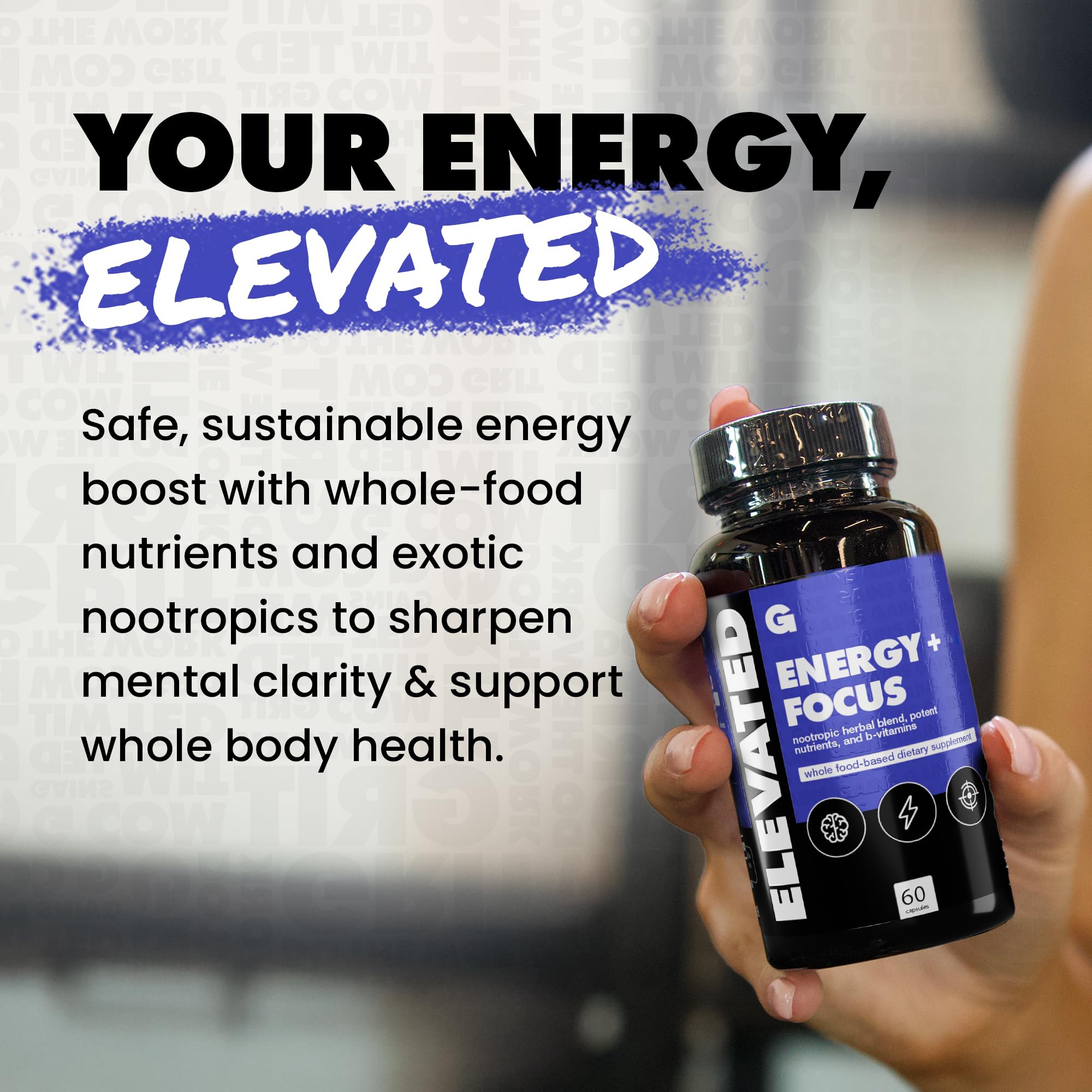 GAINS IN BULK Elevated Nootropic capsules inside for easy daily focus