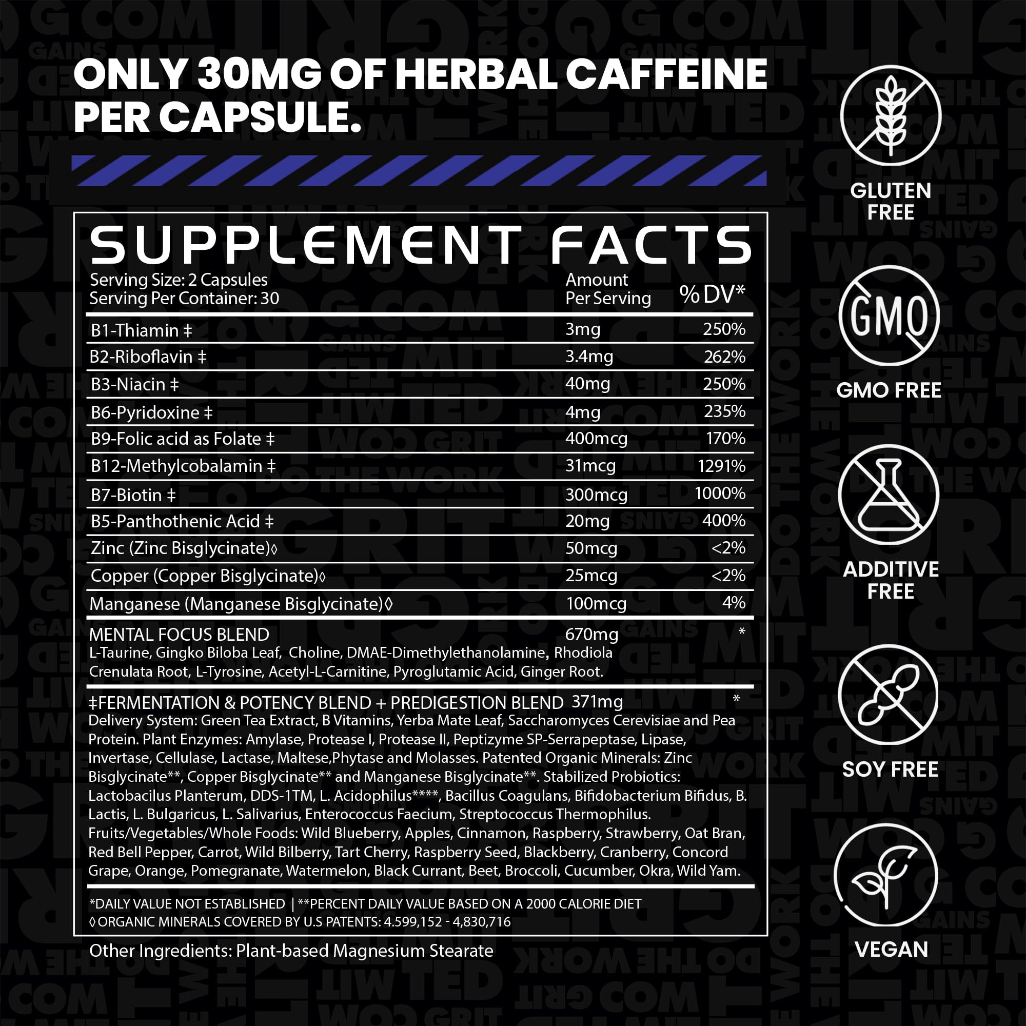 GAINS IN BULK Elevated Nootropic blend of herbs and B vitamins