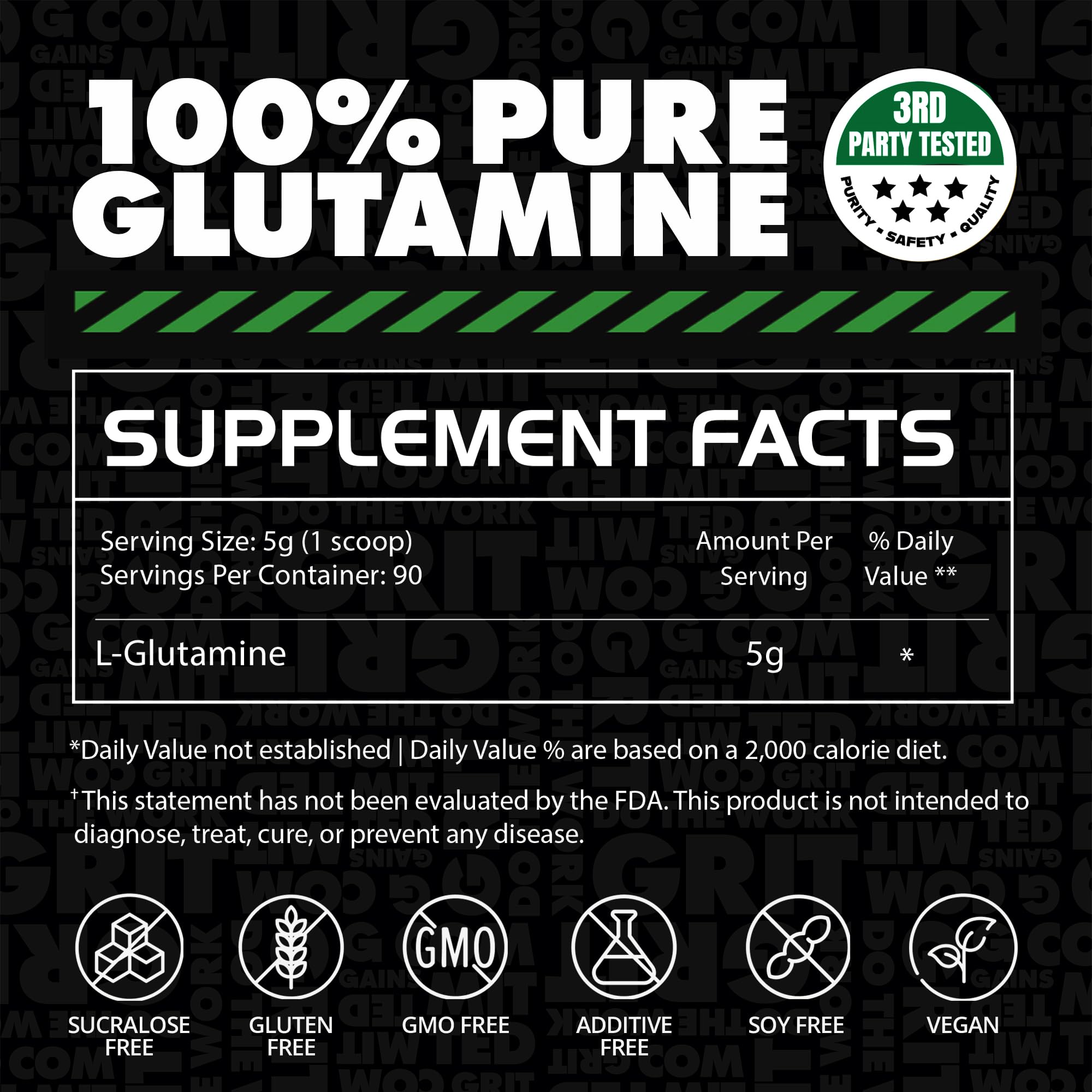 GAINS IN BULK L-Glutamine powder stirred into a beverage for training.