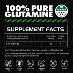 GAINS IN BULK L-Glutamine powder stirred into a beverage for training.