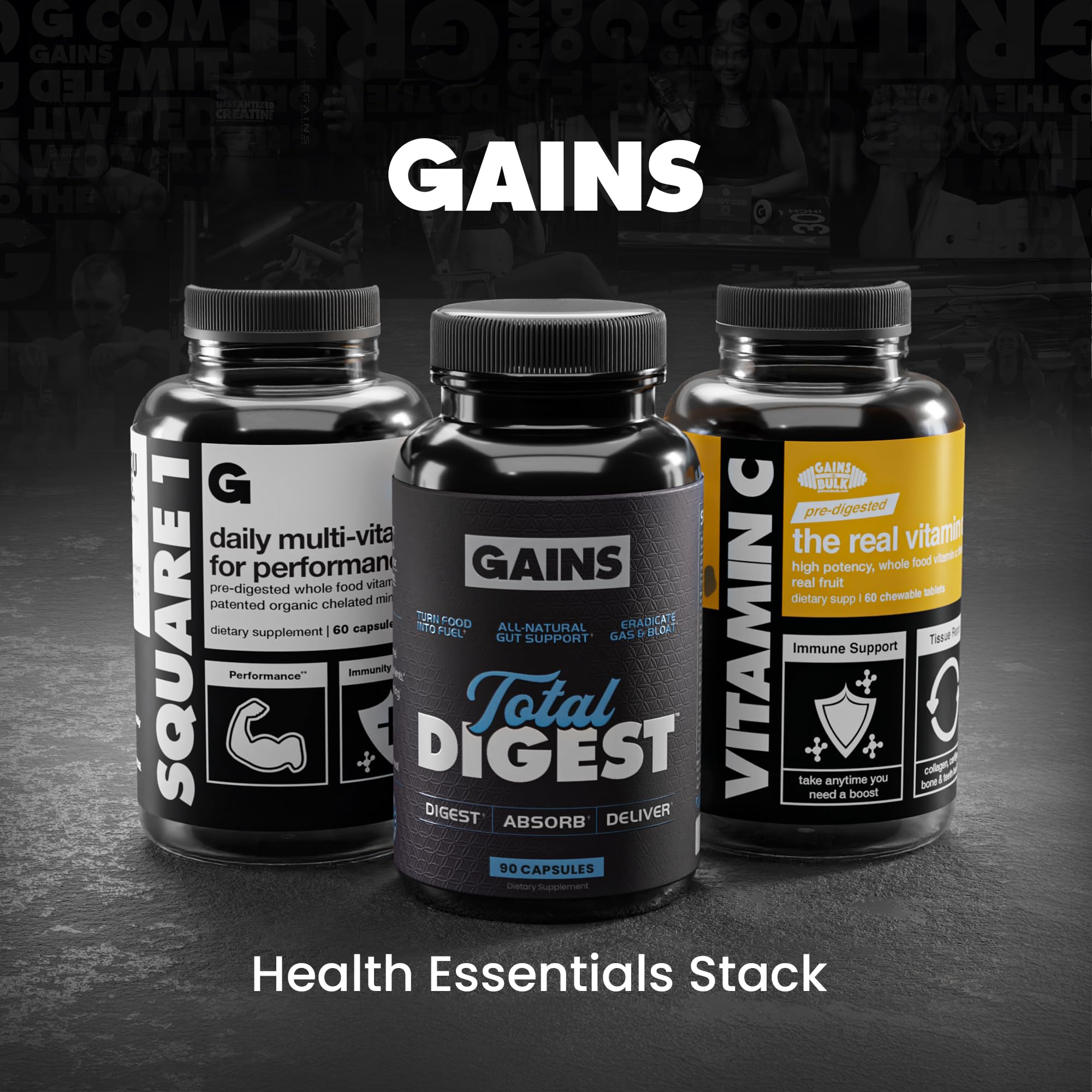 GAINS IN BULK Liv Clean desk setup for routine supplement use